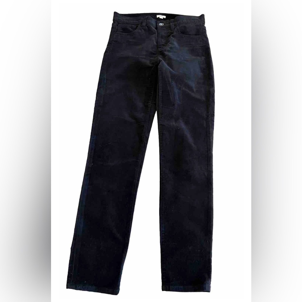 J.CREW Black Velvet Ankle Skinny Medium Rise Stretch Pants Size 25 30x28